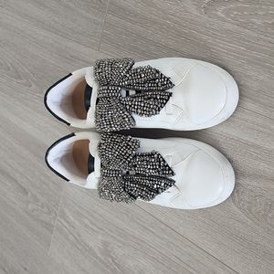INC White Sneaker with Crystal Bow Excellent
